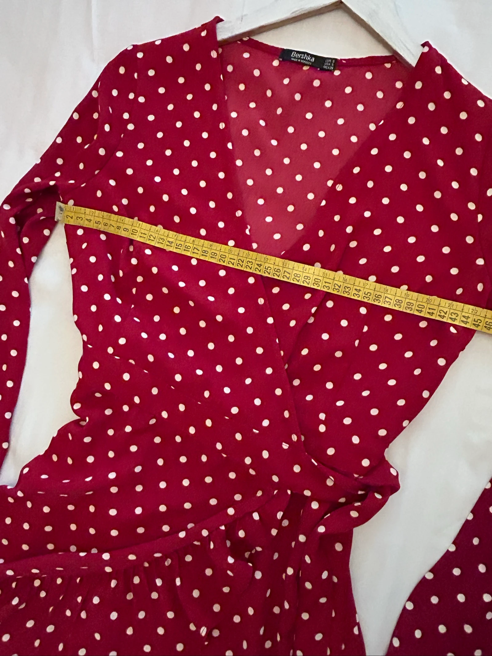 Vestido curto vintage bordô com pontos brancos da Bershka tamanho P – photo 6